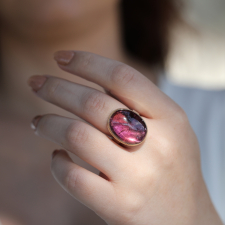 Smooth Vertical Pink Tourmaline Ring