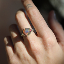 Small Asymmetrical Mexican Fire Opal Ring Image