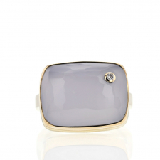 Natural Blue Chalcedony with Diamond Ring Image