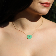 Chrysoprase Flower Necklace with Diamond Image