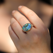 Oval Abalone Silver and Gold Ring Image
