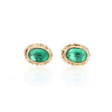Colombian Emerald Gold Post Stud Earrings Image
