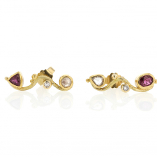 Diamond and Ruby Seafire Post Stud Earrings Image