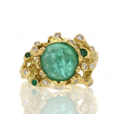 Emerald Ring with Diamond and Emerald Accents Image