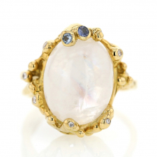 Moonstone Diamond and Sapphire 18k Gold Ring Image