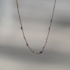 Mixed Diamond 18k Gold Nylon Cord Necklace Image