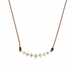 Curved White Diamond Bar Necklace on Nylon Cord Image