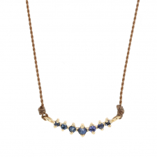 Curved Sapphire 14k Gold Nylon Cord Necklace Image