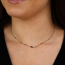 Mixed Black Diamond in 18k Gold Nylon Cord Necklace Image