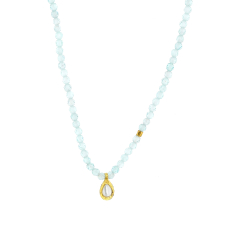 Blue Topaz and Pearl Beaded Necklace