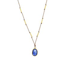 Sapphire and 23k Gold Nylon Cord Necklace