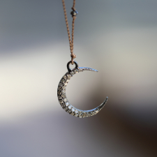 Pave Diamond New Moon Necklace Image