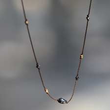 Mixed Black Diamond in 18k Gold Nylon Cord Necklace Image