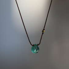 Teardrop Emerald Nylon Cord Necklace Image