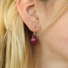 Small Teardrop Ruby 18k Gold Earrings Image