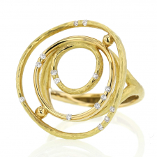 Bamboo Circle 18k Gold Ring with Diamonds Image