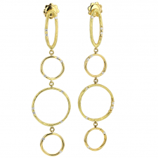 Dangling Circle 18k Gold Diamond Earrings Image