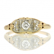 Vintage 14k Yellow Gold Diamond Ring with 18k White Gold Image