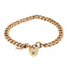Vintage 9K Gold Heart Curb Link Bracelet Image