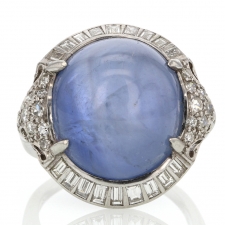 Blue Star Sapphire and Diamond Art Deco Ring Image