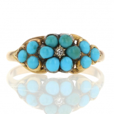 Vintage Victorian Paved Turquoise Ring with Diamond Accent Image