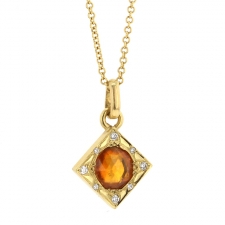 Orange Sapphire and Diamond Necklace Image