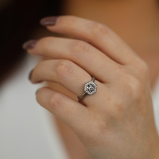 Salt and Pepper Hexagon Diamond Ring