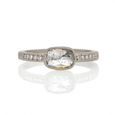 Palladium White 18k Gold Grey Diamond Ring Image