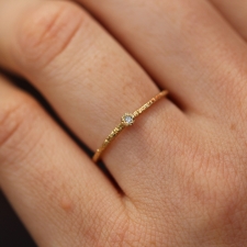 Etched Gold Band with Single Diamond Image