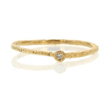 Etched Gold Band with Single Diamond Image