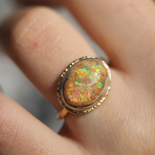All Gold Oval Mexican Fire Opal Ring Image