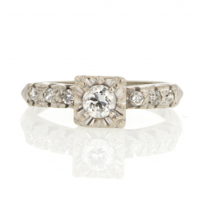 White Gold Solitaire Diamond Vintage Ring Image