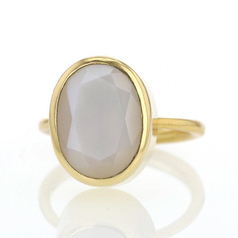Burmese Moonstone Gold Ring