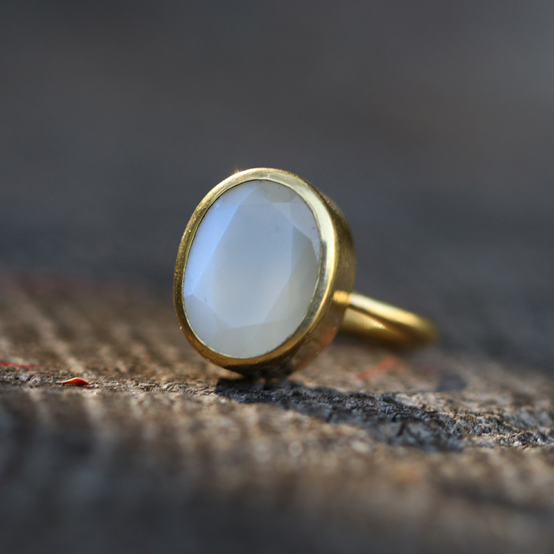 Burmese Moonstone Gold Ring