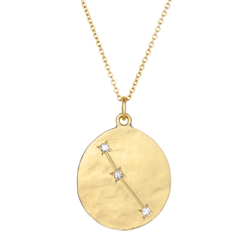 Aries 14k Gold Diamond Constellation Astrology Necklace