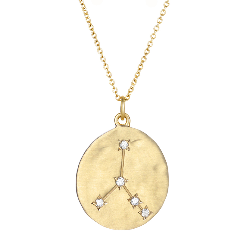 Cancer 14k Gold Diamond Constellation Astrology Necklace