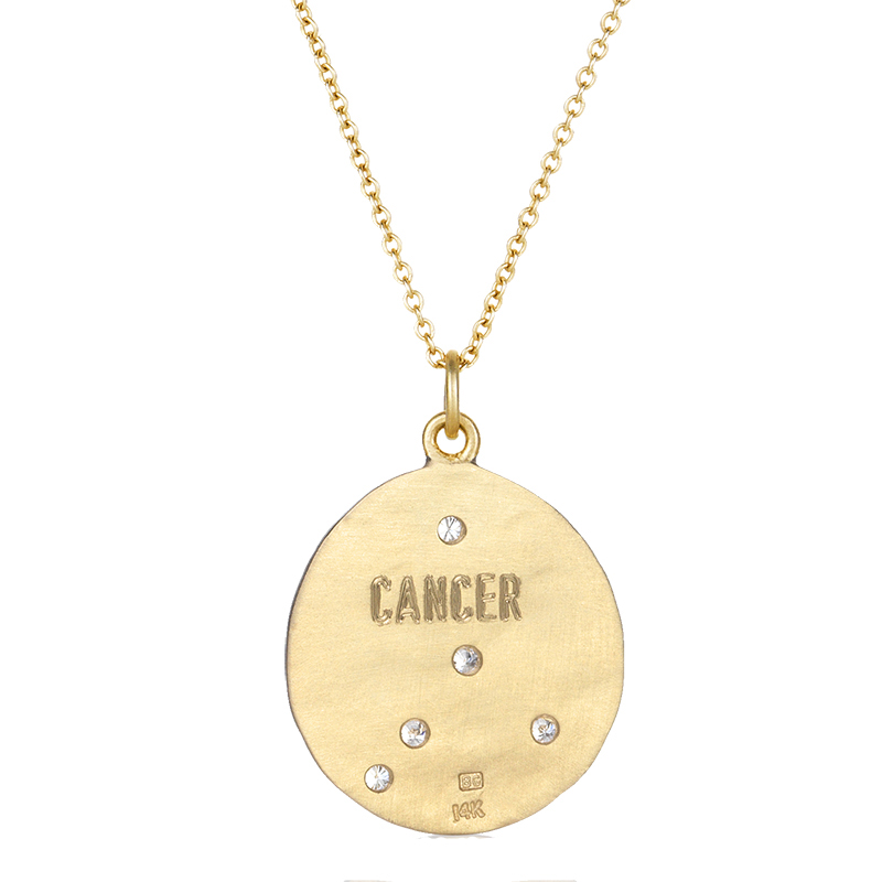 Cancer 14k Gold Diamond Constellation Astrology Necklace