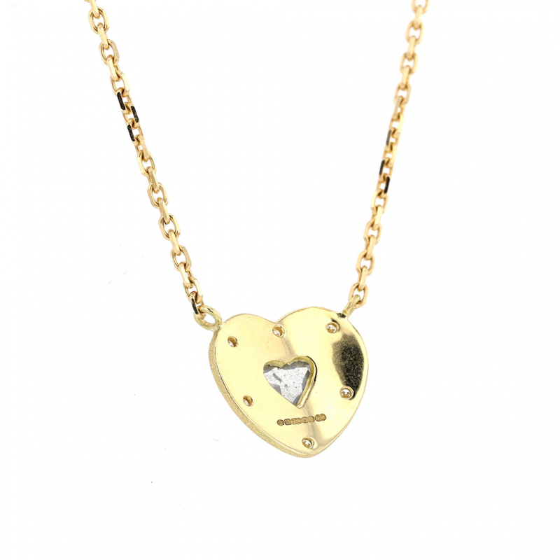 Engraved Heart Diamond 18k Necklace