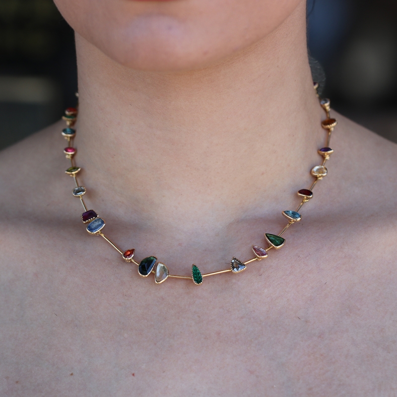 Gemstone Gold Collar Necklace