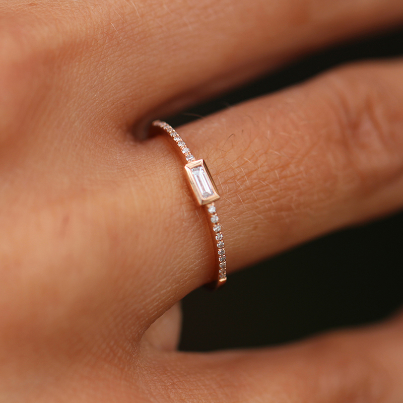 Rose Gold Diamond Baguette Ring