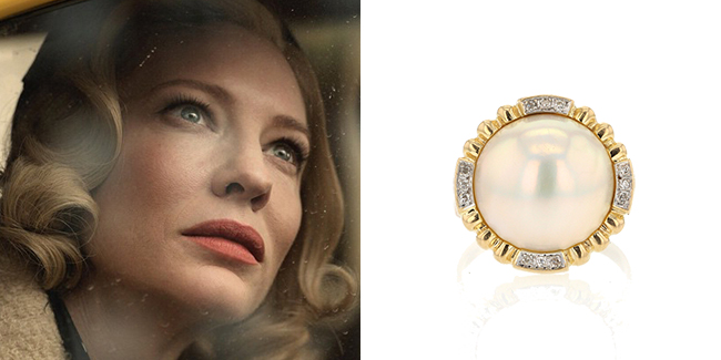 Cate Blanchett in Voiage Vintage Pearl Ring