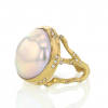 Baroque Pearl 18k Gold Ring with Diamond Pavé