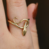 14k Gold Serpent Ring with Diamond Eyes
