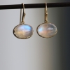 Rainbow Moonstone Egg 18k Gold Earrings