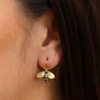 14k Gold and Oxidized Silver Bee Earrings