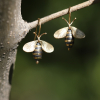 14k Gold and Oxidized Silver Bee Earrings