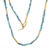 Long Blue Green Tourmaline Gold Reed Necklace