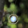 Rainbow Moonstone Lunar Eclipse Necklace with Diamonds