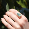 Vertical Boulder Opal Gold Black Stripe Ring