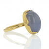 Blue Chalcedony Egg Gold Ring